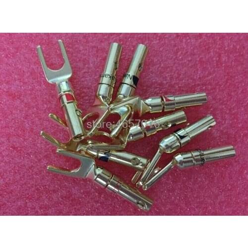 10pcs Gold Plated Nakamichi Brass Y U- type Screw Spade Speaker Plugs Audio Screw Fork Connector Adapter