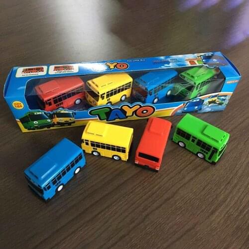 4pcs/set Min Tayo the Little Bus Plastic Pull Back Car Blue Tayo Red Gani Lani Green Rogi Bus Car Model for kids Children Gift