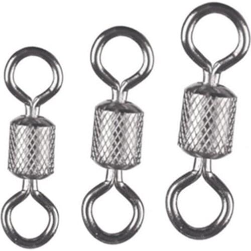 50pcs Fishing Swivel Solid Rings Connector Ball Bearing Snap Fishing Swivels Beads 1#~12# Accessories Rolling Stainless Steel