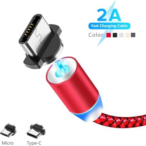 6.6ft 2m Magnetic Micro USB Type C Fast Charging Cable For Samsung Huawei Mate P Series Honor Xiaomi Redmi Oneplus 5 3 3T 2