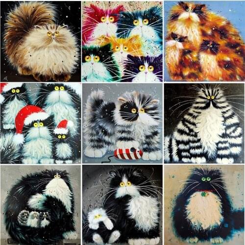Diy 5D Diamond Painting Animals Cat Cross Stitch Kit Full Drill Embroidery Mosaic Art Picture of Rhinestones Home Decoration