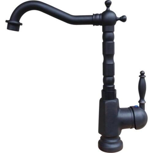 Black Oil Rubbed Bronze Kitchen Wet Bar Bathroom Vessel Sink Faucet Mixer Tap Single Hole Swivel Spout One Handle mnf340