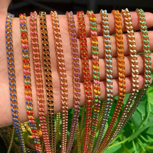 1 Meter Handmade Stainless Steel Gold Dripping oil Buckle Chains For Jewelry Making DIY Necklace Bracelet Anklet Accessories