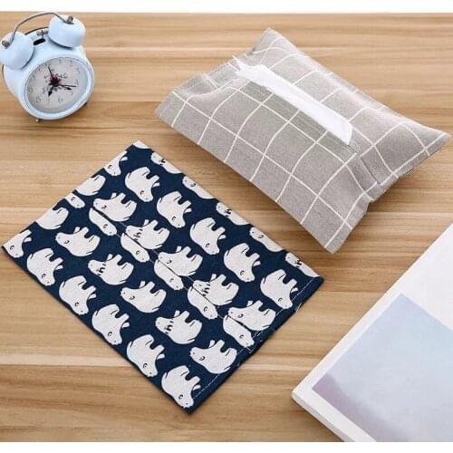 Cute Tissue Case Box Container Cotton Linen Cloth Home Car Towel Napkin Papers Bag Holder Japanese Style Box Pouch Home Decor