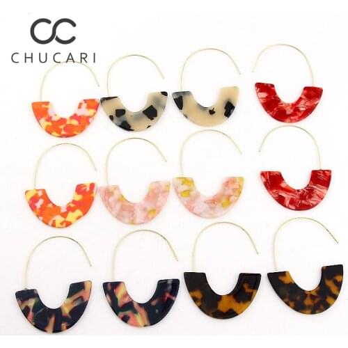 CHUCARI New Fashion Leopard Grain Multi-Color Big Hook Acrylic Earrings Special Design Semicircle Resin Drop Earring ZA Brincos