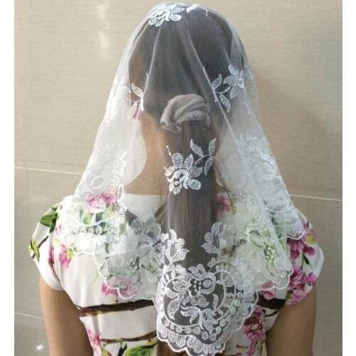 Ivory Authentic Embroidery Spanish Lace Mantilla