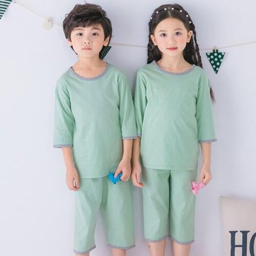 Kids Pajamas Set Summer Children Half Sleeve Sleepwear Stripes Cow Rabbit Cartoon Pajama Girl Summer Childrens Clothing Boys