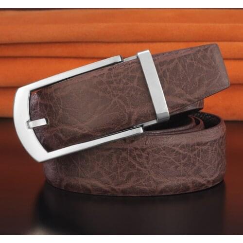 Designer high quality Stainless steel pin buckle belts men genuine leather sivery buckle full grain fashion cintos masculinos