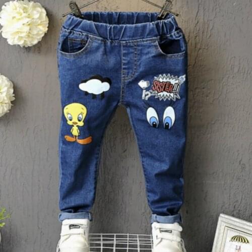 2019 new childrens clothing version boys and girls cartoon print jeans kids boy denim pants baby boys jean trousers