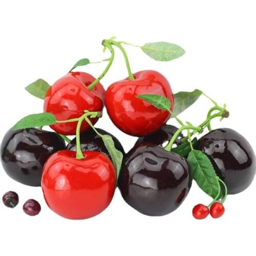 1Pc Fake Cherry Artificial Fruit Model Simulation Cherry Ornament Craft Food Photography Props Home Wedding Party Decorations