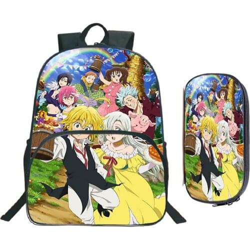 Hot Sale Nanatsu no Taizai The Seven Deadly Sins Students Casual Beautiful Pattern Backpack (2pcs Set/Backpack pencil Case)
