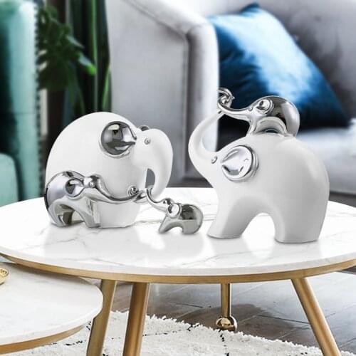 Fengshui Lucky Elephant Ceramic Decoration Home Livingroom Desktop Accessories Crafts Coffee Table Bookcase Furnishing Ornaments