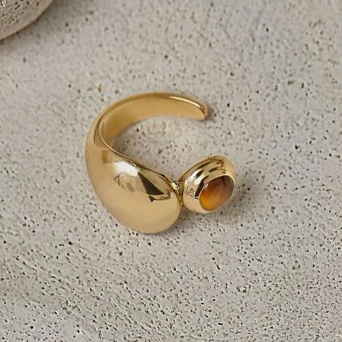 Tiger eye stone ring womens cold European and American style simple niche ring design