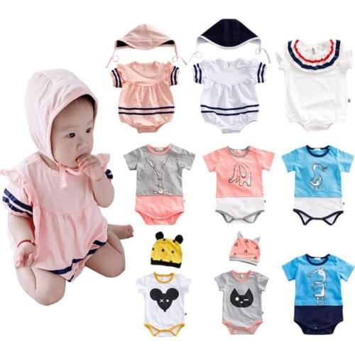 Unisex Infant Sailor Outfits Costume Summer Navy Wind Onesie Bodysuit Jumpsuit Set White Pink Baby Boy Girls Clothes Playsuit