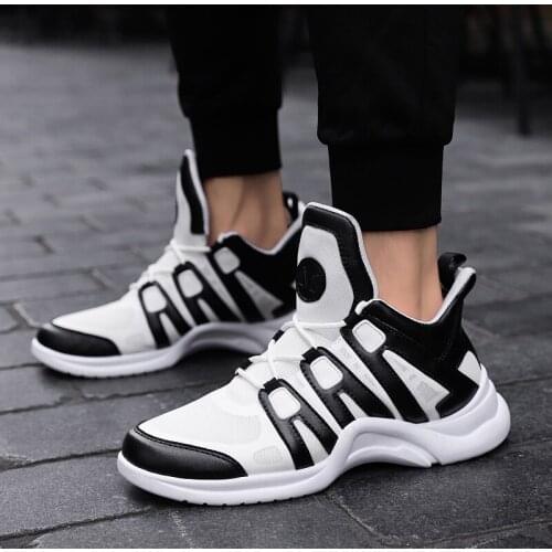 Hot Selling 2019 Autumn New Casual Shoes Men Net/Leather Sneakers Fashion Comfortabel Soft Platform Sneakers Lace-up Male Shoes