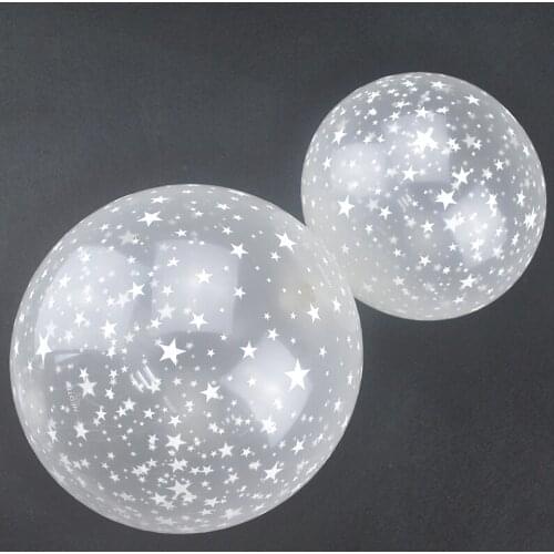 100pcs/lot 12inch Round Clear Latex Pearl Balloon Cartoon Star Printed Helium Balloon Birthday Party Decoration Air Baloons