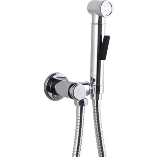 Brass Handheld Bidet faucet sprayer Bathroom toilet shower head set One key switch bidet valve with holder Spray complete set-B