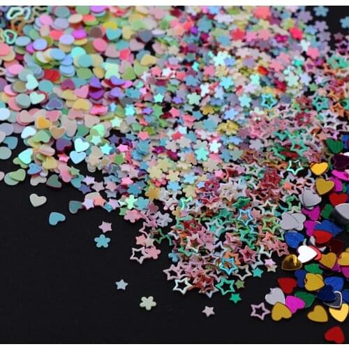 1 Pack Laser Colorful Flowers Nail Sequins Butterfly Heart-Shaped Glitter Flakes Holographic Iridescent Nail Art Decorations