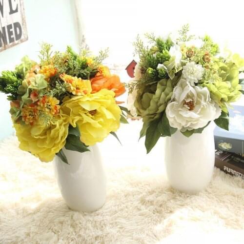 Mixed Milan Peony Hydrangea Handmade Bouquet Simulation Flower Home Decoration Wedding Fake Flowers