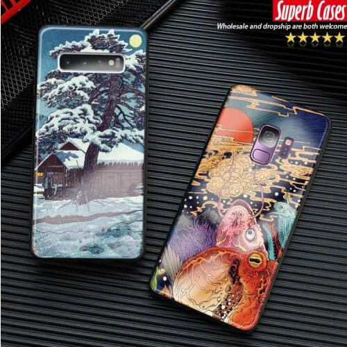 Ukiyo-e art soft silicone glass For Samsung Galaxy s8 s9 s10 e note 8 9 10 20 plus ultra phone case cover shell
