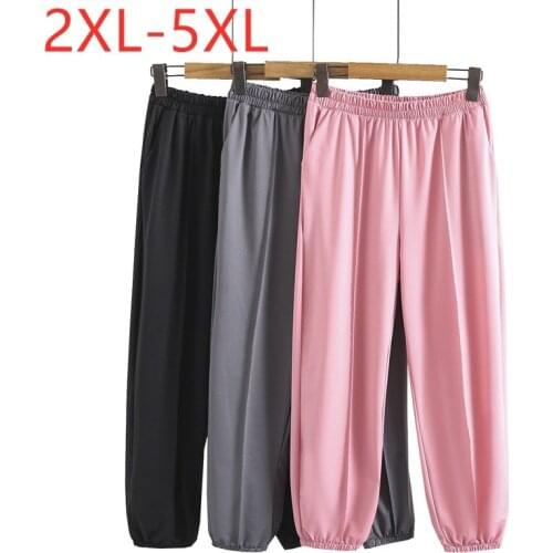 New 2021 Ladies Summer Plus Size Jogger Pants For Women Large Loose Elastic Casual Black Pink Trousers 2XL 3XL 4XL 5XL