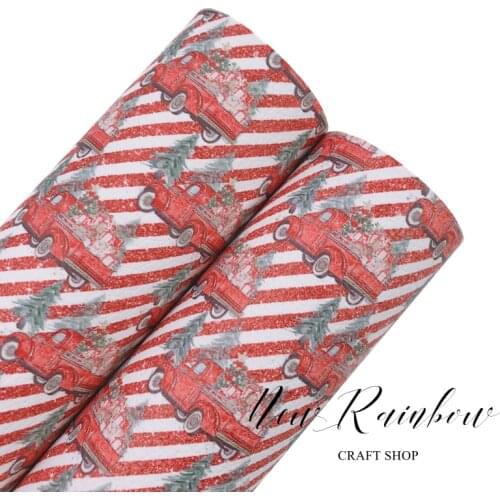 New Rainbow 30x22cm/A4 Red Christmas Car Synthetic Leatherette Perfect Cricut Material For Hair Bows, Babyshoes, Accessories