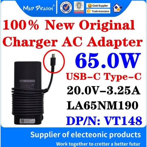 New Original VT148 0VT148 For Dell XPS 13 9380 7390 9370 9300 9250 LA65NM190 65W 45W Laptop USB-C Type-C Adapter Power Charger
