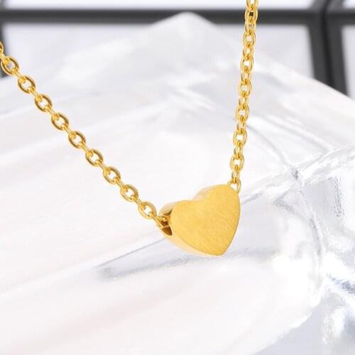 Tiny Heart Necklace for Women Stainless Steele Gold Heart Necklaces Pendants Fashion Jewelry Gift Bohemian Neck Choker Whosale