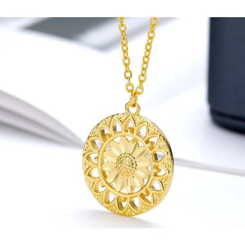 SunFlower Necklaces For Women Round Flower Luxurious Necklace Chain Choker For Lover Couple Delicate Jewelry Gifts