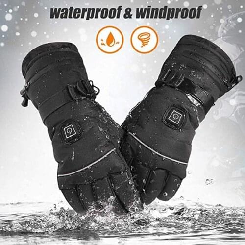 Men Women Winter Electric Heated Gloves with Reflective Strip Battery Powered