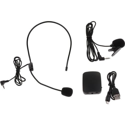 Portable Wireless Microphone Headworn Clip-On Mic with Transmitter Set
