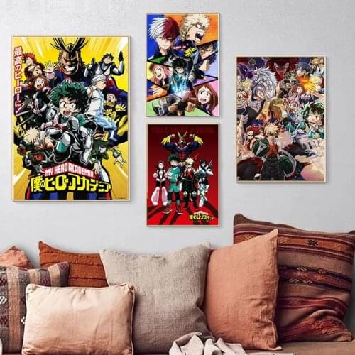 Self-adhesive Wall Sticker Boku No Hero My Hero Anime Posters and Prints Pictures Wallpapers Anime Painting Home Decoration