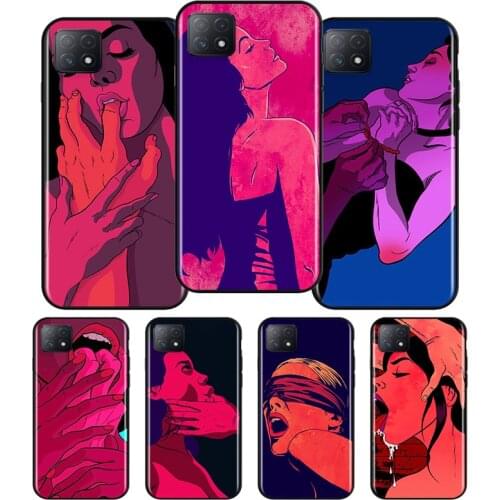 Sexy Lips Hot Girl Silicone For OPPO AX7 A1K A94 A93 A92S A73 A72 A53S A52 A32 A31 A12E A11X A9 A5 2020 Soft Phone Case