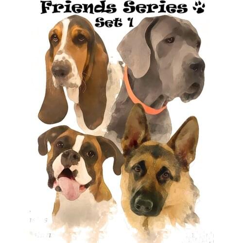 4PCS Kawaii 5 CM BASSET HOUND Shepherd Dog Cute Animal Resin Bust Model Miniatures Unpainted DIY Static Modelling Series Set