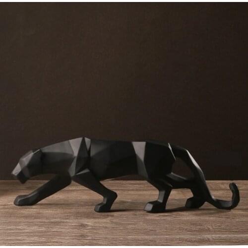 Modern Abstract Black Panther Sculpture Geometric Resin Leopard Statue Wildlife Decor Gift Craft Ornament Accessories Furnishing