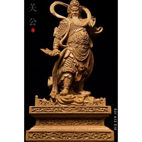 Advanced Huian Aloes Wood Carving Guan Gong Buddha Start Wealth Guan Yu Monarch Lucky Decoration Opened Housewarming Gift Nha Tr