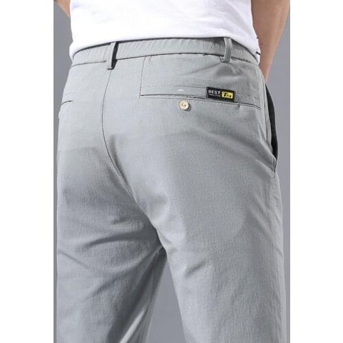 Thin Korea Style Casual Mens Pants Leisure Slim Fit Elastic Waist Trousers for Men Clothing 2021 Summer Black Pant