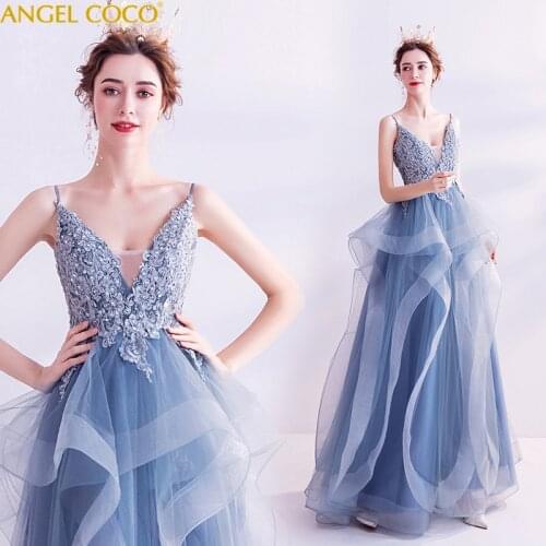 V neck evening Dresses Long Elegant evening Gowns Sexy Floor Length Abendkleider 2020 Vestido De Noche Sukienki Wieczorowe Robes