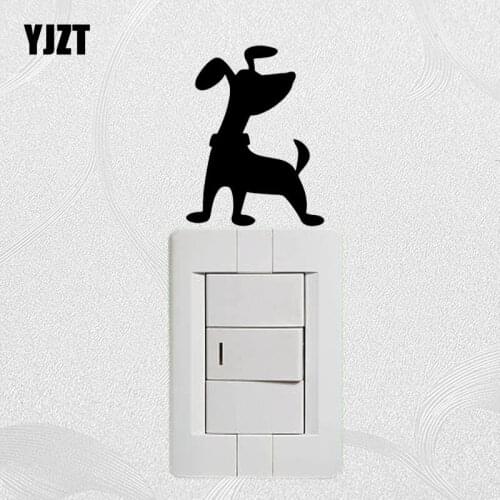YJZT Wall Switch Sticker Cartoon Funny Decor Vinyl Decal Animal Dog Silhouette S19-0744