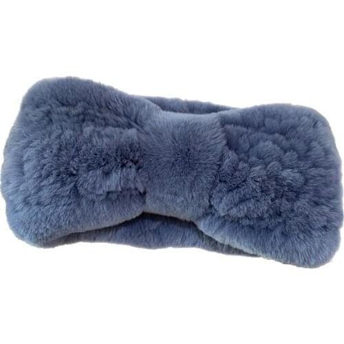 MS.MinShu Real Rex Rabbit Fur Headband for Women Winter Gaiter Tube Elastic Ski Ear Warmer