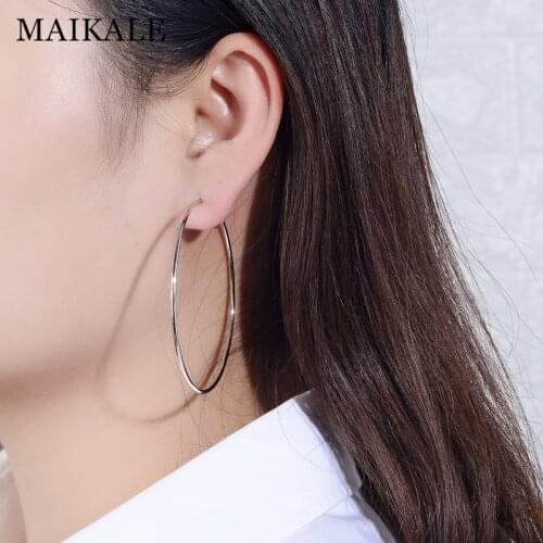 MAIKALE Classic Hoop Earrings Big Plated Gold Silver Color Round earrings Simple Korean Earrings For Women To Send Friend Gifts