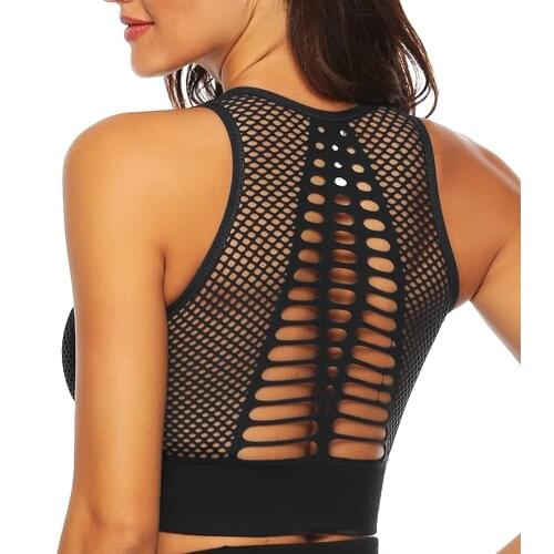 Womens sports tops elastic sports vest gym Hollow out vest Chest lift top Running Crop Tops Workout Padded Sport Bra Activewear