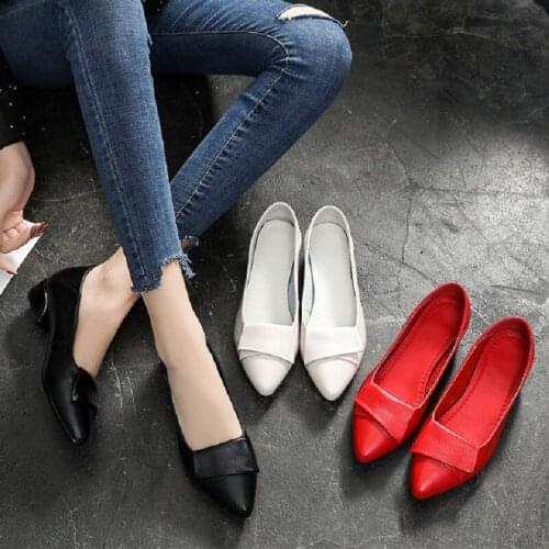 Spring Autumn New Slim Thick Heels Pointed Toe Shallow Turned-over Edge Genuine Leather Plus Size 42 43 Women Pumps Shoes 200805