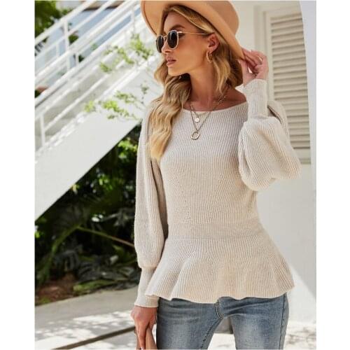 Knitted Sweater Top Trending Sweater for Women Autumn Winter Fall Clothes 2021 Knitted Knit Sweater Sweater Mujer Ruffles Top