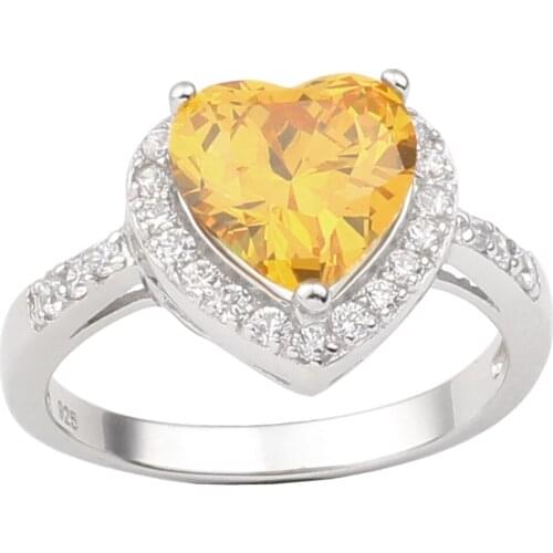 Solid 925 Silver Ring Sterling Stamp Women 10x10mm Heart Shape Cubic Zirconia CZ Jewelry Dress Accessory R089