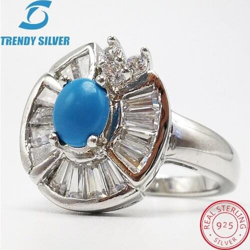 Vintage rings silver real 925 sterling jewelry for women rose gold with stone zircon solid elegant