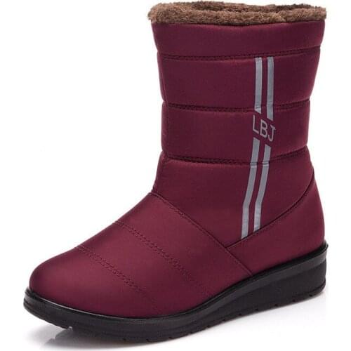 Winter women snow boots leisure waterproof warm cotton mid-calf boots women wedges plush shoes for woman botas mujer XKD2140