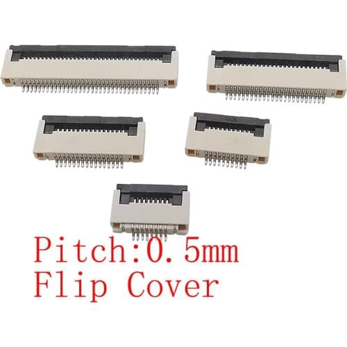 10Pcs/lot FPC FFC Connector 0.5mm Pitch Under Clamshell Socket FPC FFC Flat Cable Connector 4Pin-40Pin 0.5mm Flat PCB Connector