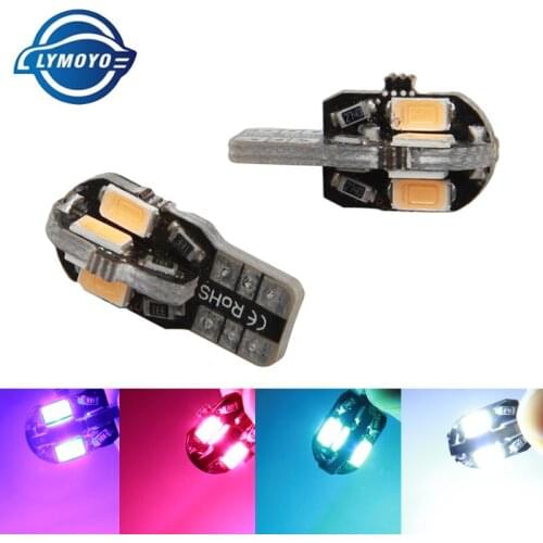 10pcs/lot T10 W5W LED 8 SMD Canbus Led T10 5730LED No Error 194 168 Interior Instrument Light Bulb reading Lamp DC12V white