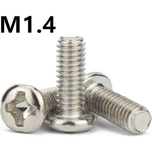1000pcs/lot M1.4x3/4/5/6/8/10mm PM GB818 Nickel plated pan head semi-circular head cross machine screw
